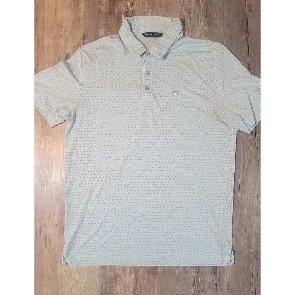 TravisMathew Mens Blue Micro Print Pima Cotton Blend Polo Shirt 12 Oaks Large